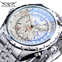 JARAGAR 212 Elegant Automatic Mechanical Watches for Man Hollowing Dial Chronograph Luminous Multifunctional Men Wristwatch