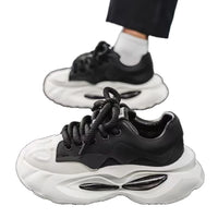 Chunky Sneakers Men Designer Soft Sole Sport Shoes Fashion Casual Microfiber Leather Upper Height Increased Platform White Shoes