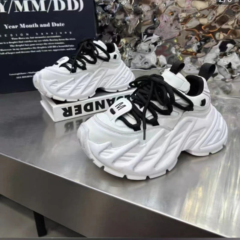 Thick Sole Chunky Sneakers Fashion Non-slip Women Elevator Shoes Casual Breathable Platform Shoes Increase Height Dorky Dad Shoe