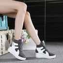 Red Sneakers Women 2024 New High Top Platform Casual Wedges Autumn Winter Female Black Internal Increase Vulcanize Shoes Lace-up