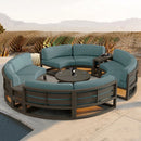 360° Round Outdoor Sofa Set - Deep Grey Aluminum Patio Furniture, Waterproof for Garden and Balcony