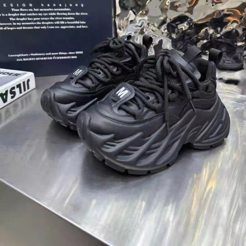 Thick Sole Chunky Sneakers Fashion Non-slip Women Elevator Shoes Casual Breathable Platform Shoes Increase Height Dorky Dad Shoe