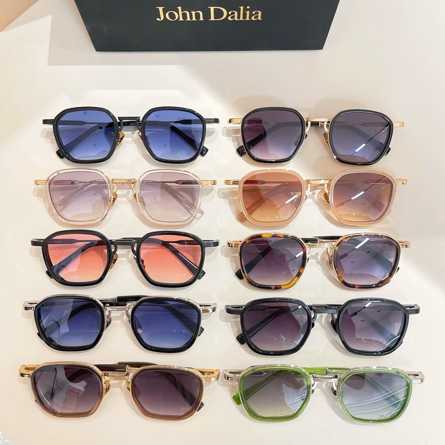 Original For JOHN DALIA JD LEO Retro High Quatity Alloy Square Sunglasses Men Women Classical Eyeglasses Luxury Gift With Box