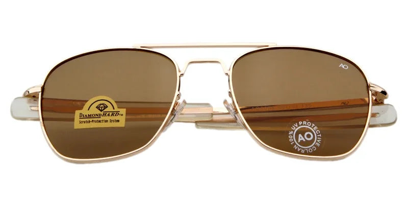 Retro Green AO Pilot Sunglasses Luxury Brand Designer Male Sun Glasses American Army Military Optical Glass Lens Shades Eyewear
