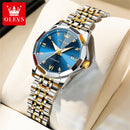 OLEVS 9982 Fully Automatic Mechanical Watches For Women Fashion Rhombus Mirror Waterproof Date Elegant Ladies Dress Wristwatches