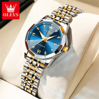 OLEVS 9982 Fully Automatic Mechanical Watches For Women Fashion Rhombus Mirror Waterproof Date Elegant Ladies Dress Wristwatches