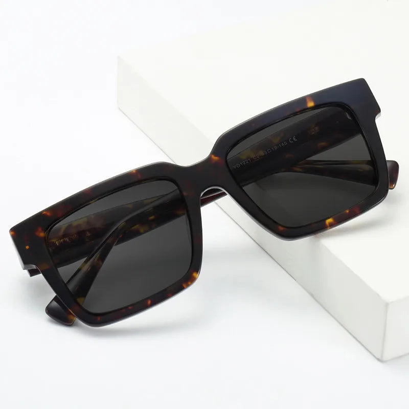 High Quality Thick Framed Acetate Fiber Myopia Sunglasses for Men and Women Luxury Square Design Driving and Fishing Sun Glasses