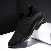 Slip-On Sneakers Men Lightweight Running Shoes Breathable Knitted Sock Shoes White Jogging Walking Sport Shoes Male Casual Shoes