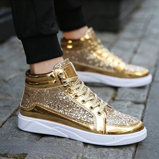 Hot Sale Man High Top Sneakers Luxury Glitter Men Ankle Boots Fashion Non-slip Casual Shoes High Quality Hip Hop Men Boots 2024