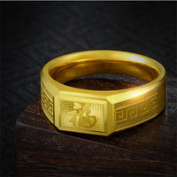 Real Gold Open Ring for Mens Bro Father Living Simple Hand Ornament Plate Gold No Fade Jewelry Gifts