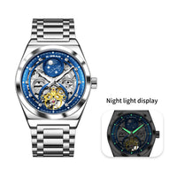 Men's Luminous Mechanical Movement Watch Waterproof Stainless Steel Strap Casual Business Wristwatch
