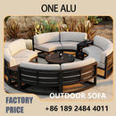 360° Round Outdoor Sofa Set - Deep Grey Aluminum Patio Furniture, Waterproof for Garden and Balcony