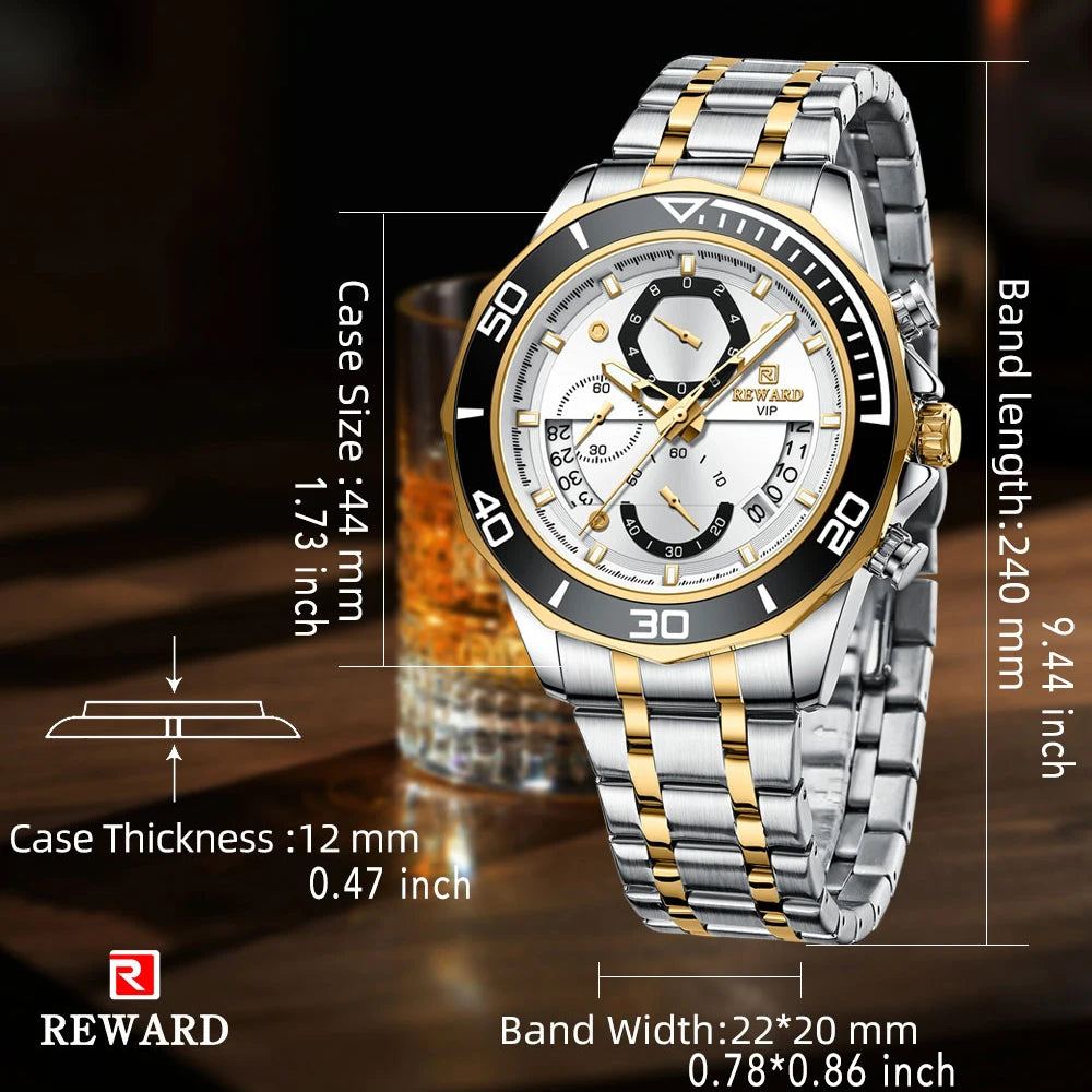 Fashion Watch Men Quartz Waterproof Luminous Hands Chronograph Men's Watches Stainless Steel Man Watch Male Clock