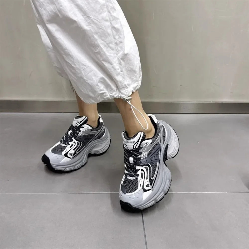 Sneakers for Women 2026 New Style Thick Sole Retro Breathable Lightweight Autumn Height Increasing Casual Sports Shoes Trend