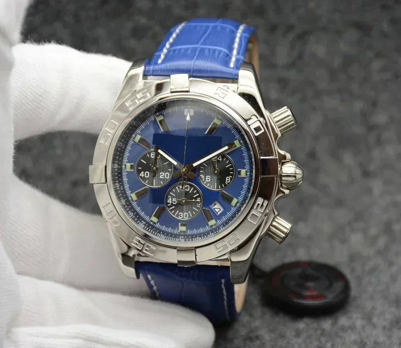 Modern Sophisticated Updated Mens Chronograph Quartz Watches Rustproof Premium High Grade Steel Band Multi Function Stopwatch