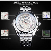 JARAGAR 212 Elegant Automatic Mechanical Watches for Man Hollowing Dial Chronograph Luminous Multifunctional Men Wristwatch