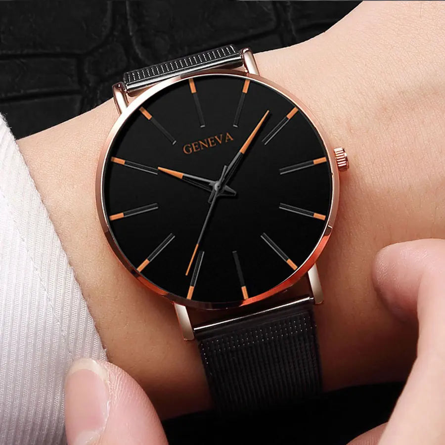 Classic and fashionable men's and women's quartz watches with mesh straps, cool watches, simple and casual couple watches, busin