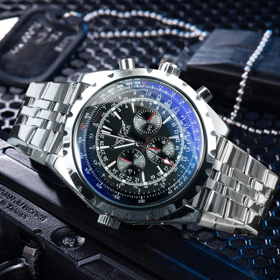 JARAGAR Sports Mens Watches Top Brand Luxury Automatic Mechanical Watch for Men Casual Leather Steel Strap Military Wristwatches