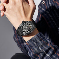 2026 New Automatic watch retro style wholesale mechanical wristwatches skeleton carve waterproof leather no logo mens watch