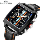 Original Brand Watches For Men Luxury Design Square Mechanical Watch Men Leather Strap Waterproof Date Week Wristwatches Male