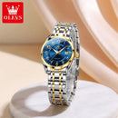 OLEVS Watches for Woman Original Steel Strap Classic Digital Dial Women's Watches Calendar Waterproof Quartz Wristwatch New 3666