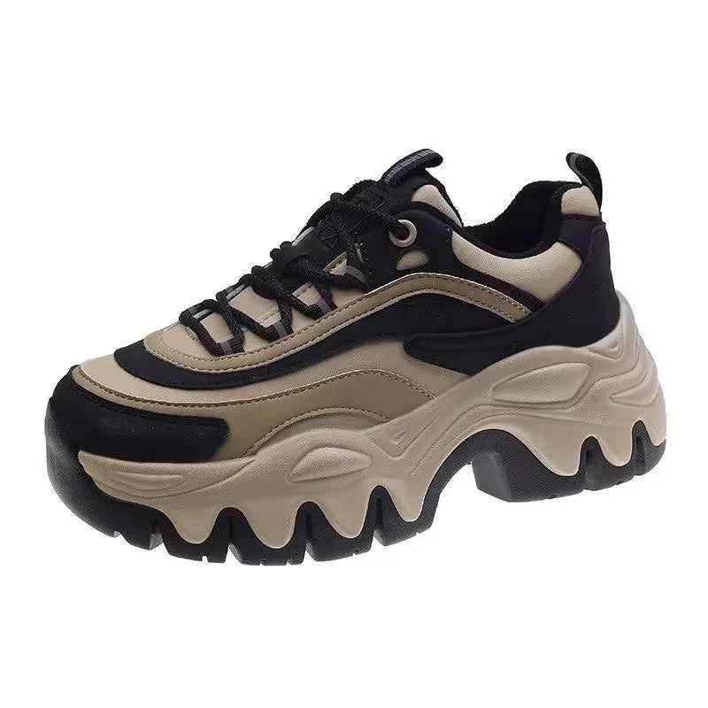 2024 New Sneakers Women Casual White Shoes Fashion Height Increasing Thick Bottom Spring Platform Leather Woman Chunky Sneakers
