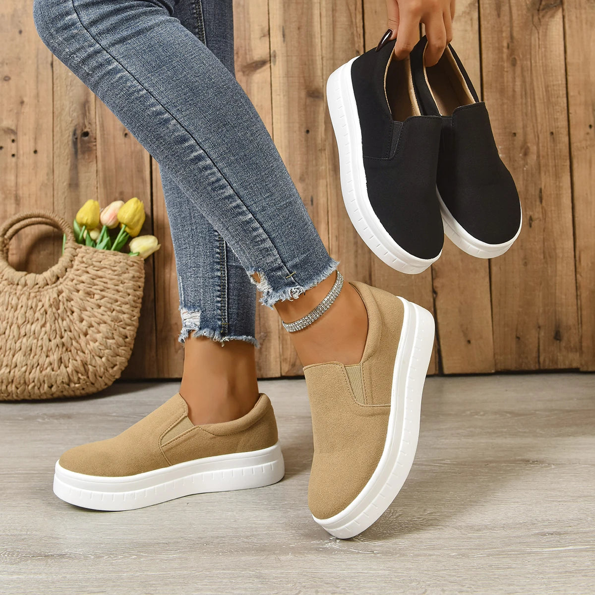 Shoes for Women Spring Leisure Sneakers New Womens Lazy Footwear Lightweight Thick Sole Platform Women Shoes Size 36-43