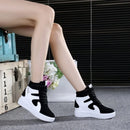 Red Sneakers Women 2024 New High Top Platform Casual Wedges Autumn Winter Female Black Internal Increase Vulcanize Shoes Lace-up