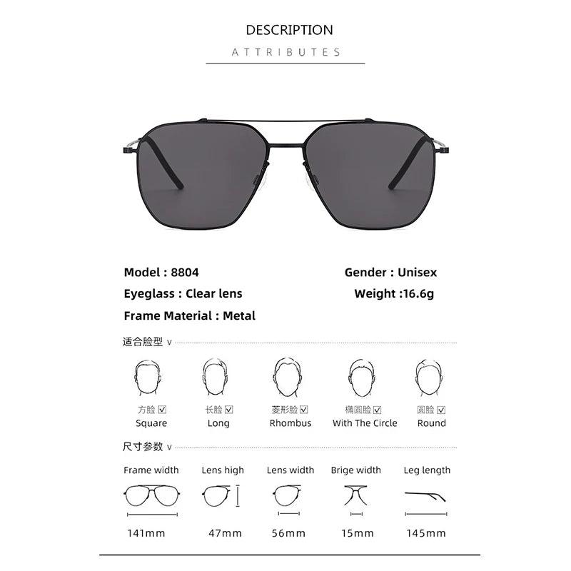 TAGHezekiah Danish Design Sunglasses Men L8804 Ultralight titanium Sunglass Women 2025 Outdoor Driving UV400 Square Sun Glasses