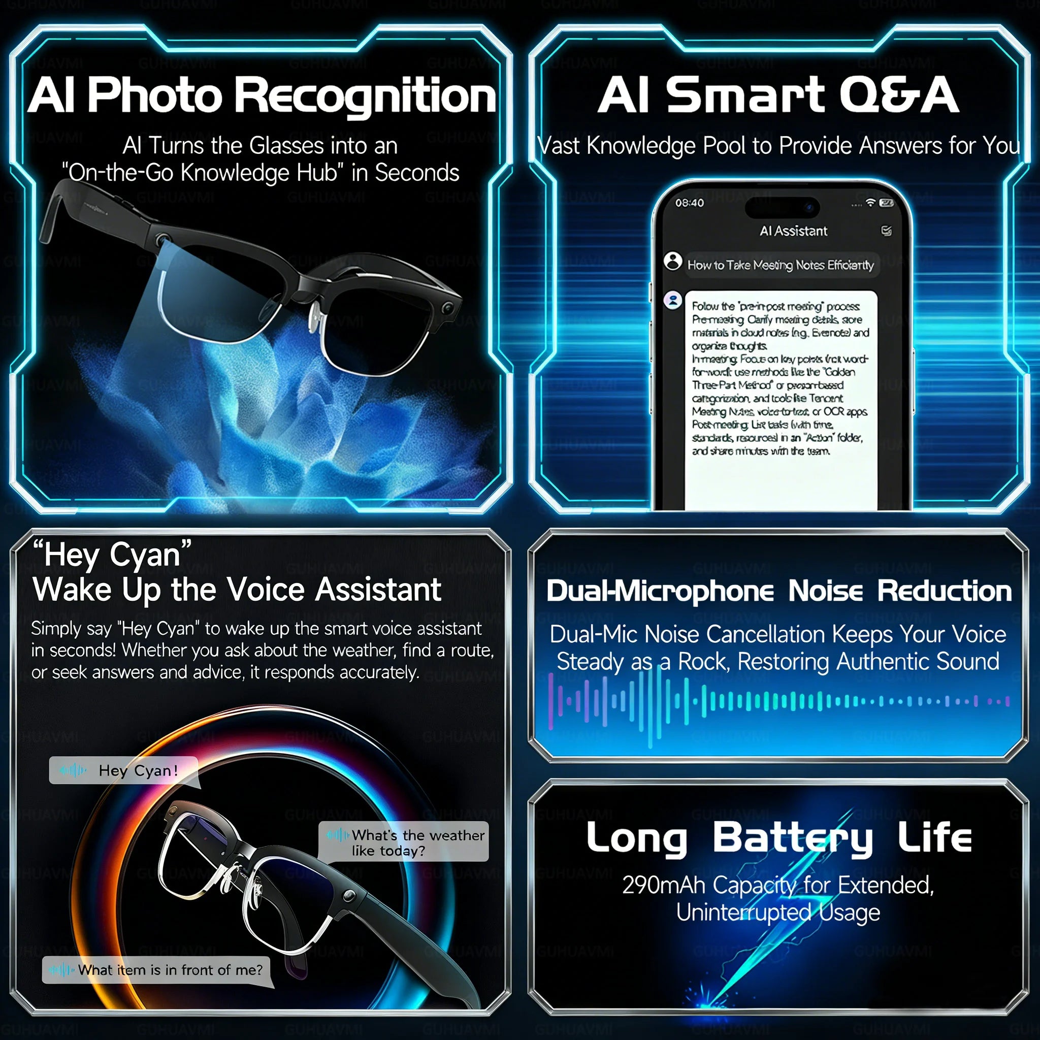2026New 4K Ultra HD Color Change BT Call Smart Glasses AI Chat Music Player 800W Pixel Camera 1080P Video  AI Sports Glasses Men