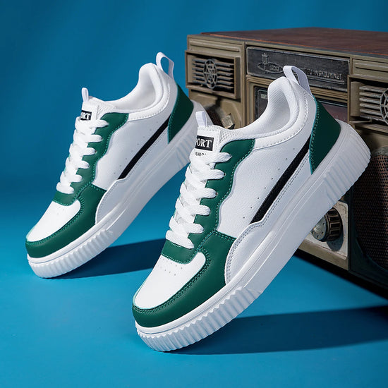 Men's Summer Breathable Trendy Versatile Casual White Sneakers for Teenagers Non-Slip Sports Thick-Soled White Shoes
