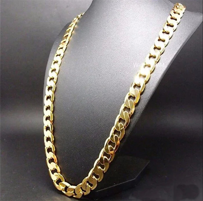 Pure Gold Color Chain Jewelry, Chapado 24k Ouro 10mm Heavy Chain For Men 20 Man20, 22", 24", 26", 28", 30"