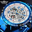Fashion Men Automatic Mechanical Wristwatch Skeleton Dial Luminous Waterproof Stainless Steel Strap Watch Male Festival Gift