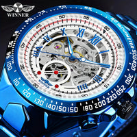 Fashion Men Automatic Mechanical Wristwatch Skeleton Dial Luminous Waterproof Stainless Steel Strap Watch Male Festival Gift