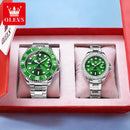 OLEVS Top Brand Couple Watches Trend Luxury Fine Steel Original Quartz Wristwatch for Lover Exquisite Gift Box Waterproof 2Pcs
