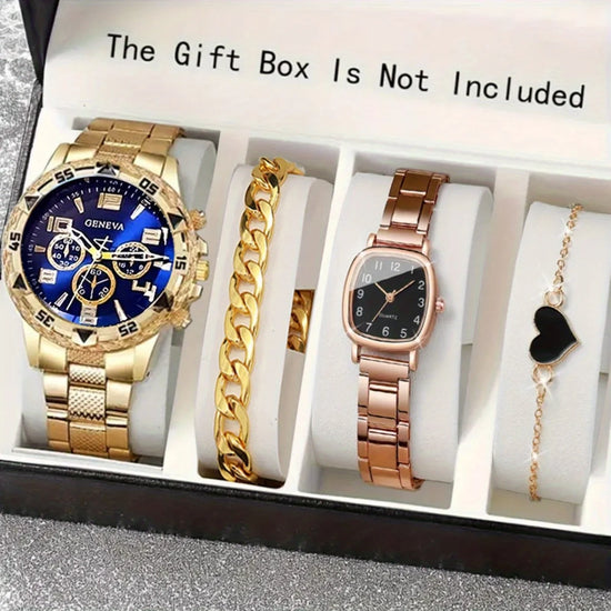 2026Men's Business Watch Steel Strip Quartz Watch Multi functional Digital Scale Three eye Watch Set