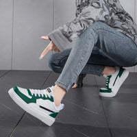 Men's Summer Breathable Trendy Versatile Casual White Sneakers for Teenagers Non-Slip Sports Thick-Soled White Shoes