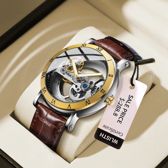 Mechanical Wristwatches Watches for Man Watches Golden Bridge Skeleton Automatic Mechanical Mens Watch reloj hombre montre homme