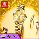 OLEVS 9982 Fully Automatic Mechanical Watches For Women Fashion Rhombus Mirror Waterproof Date Elegant Ladies Dress Wristwatches