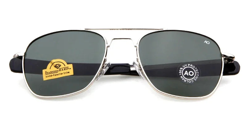 Retro Green AO Pilot Sunglasses Luxury Brand Designer Male Sun Glasses American Army Military Optical Glass Lens Shades Eyewear