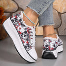 Women Sneakers New Elegant Floral Printed Lace Up Female Flat Shoes Fashion Trend Round Toe Sneakers Women Zapatos De Mujer