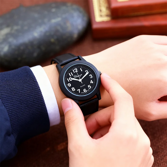 2026 new simple fashion leather strap watches for woman man children boys young students 12hours quartz waterproof watches clock