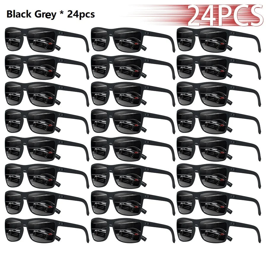 24PCS Fashion Eyewear Square Sunglasses Men Women Fishing Driving Man Luxury Brand Designer Sun Glasses