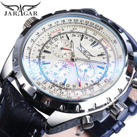 JARAGAR 212 Elegant Automatic Mechanical Watches for Man Hollowing Dial Chronograph Luminous Multifunctional Men Wristwatch