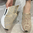 Classic Black Embroider Sneakers for Women 2025 Comfortable Breathable Mesh Casual Shoes Woman Lightweight Platform Shoes Mujer
