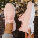 Fashion Knitted White Sneakers for Women Summer Mesh Breathable Platform Sports Shoes Woman Thick Bottom Non Slip Running Shoes