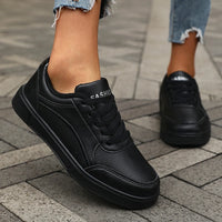 2025 Fashion Women's Black Sneakers Stylish Low Top Design Comfortable Lace Up Fit Versatile Casual Shoe Trendy Fashion Footwear