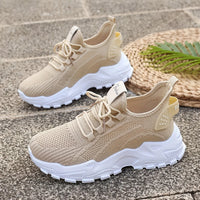 Fashion Women's Casual Knit Sneakers Breathable Lightweight Soft Sole Non Slip Outdoor Walking Shoes