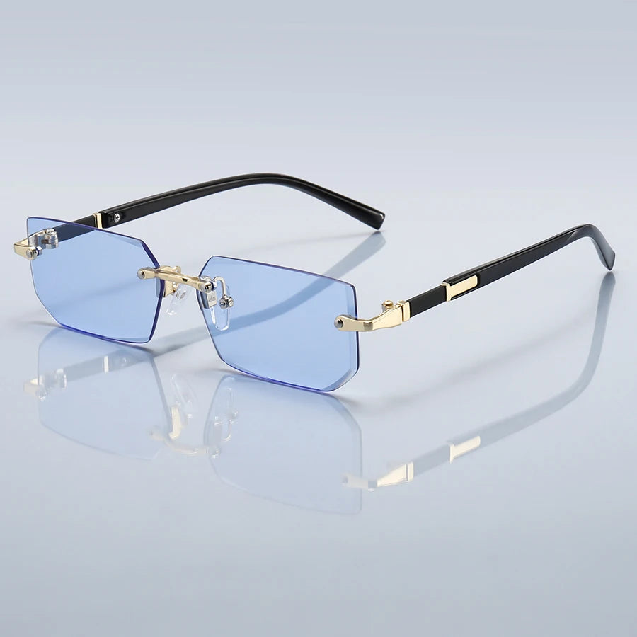 36PCS Rimless Sunglasses for Men and Women, Rectangle Gradient Lens, Metal Frame, Colored Lenses, Unisex Eyewear, Luxury Fashion