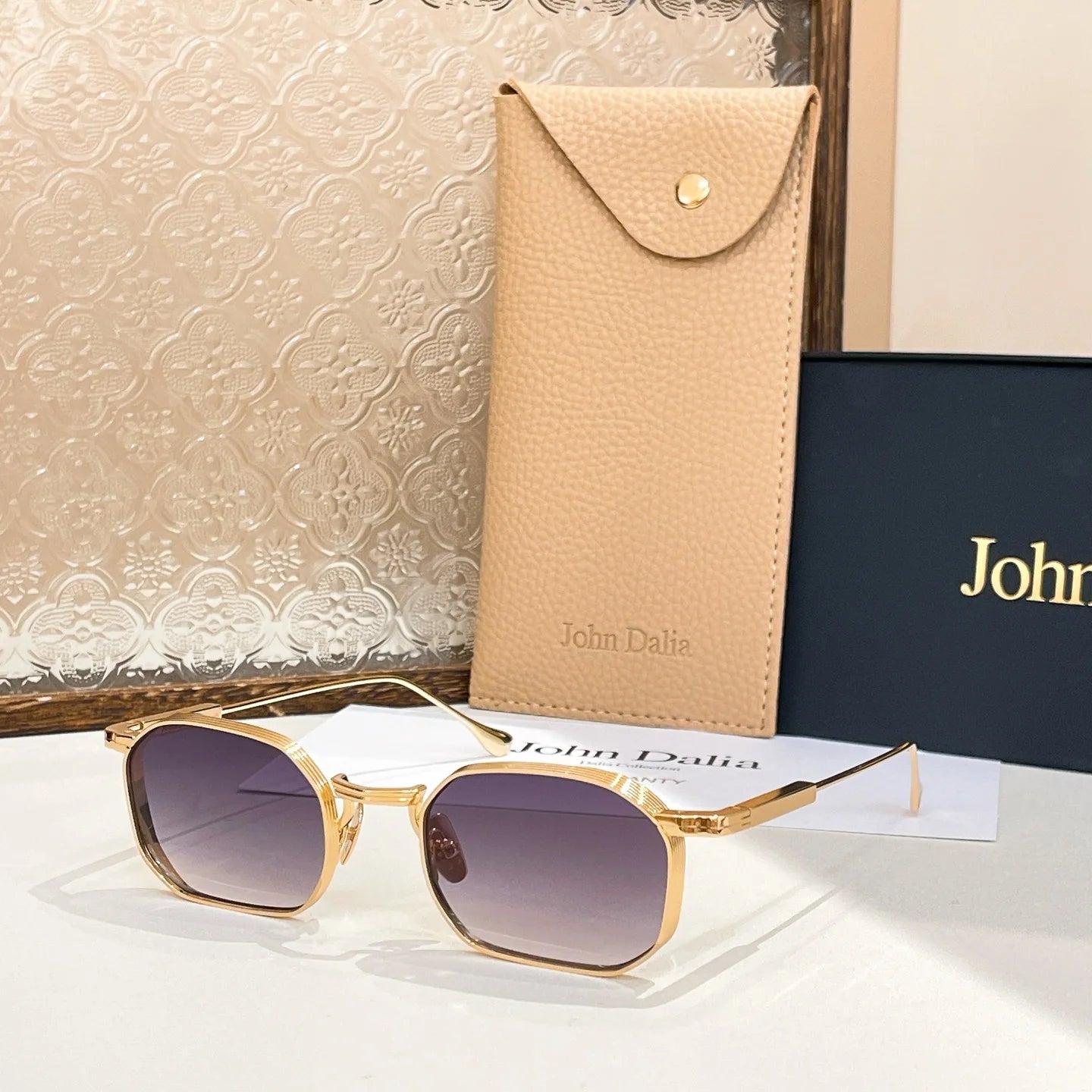 Top High Quality Sunglasses for Men Women For JOHN DALIA JD SAMUEL Business Retro Fashion Gold Alloy Frame Sun Glasses with box